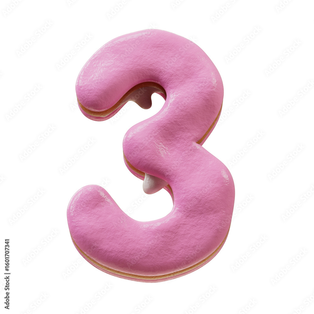 Fototapete 3d font.chocolate biscuit donut font concept. isometric alphabet. numbers and letters. 3d rendering 