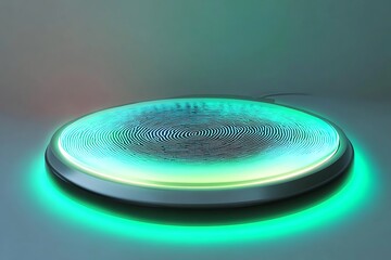 Biometric security system featuring fingerprint authentication and neon light design