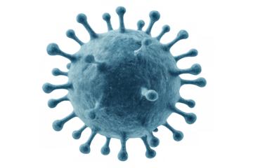 3d rendering of a virus cell with its surface proteins, isolated on transparent background, perfect for scientific or medical visualizations