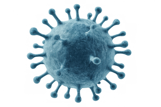 3d rendering of a virus cell with its surface proteins, isolated on transparent background, perfect for scientific or medical visualizations