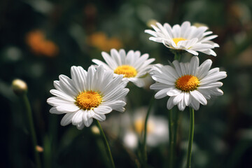 Obraz premium Realistic daisy flowers with soft shadows and bright lighting in a fresh outdoor natural environment