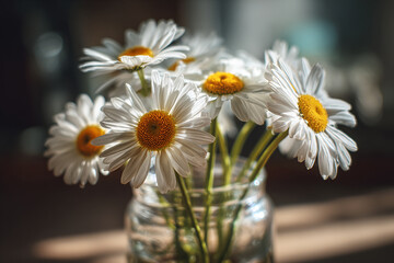 Obraz premium Rustic decor with realistic daisy flowers displayed