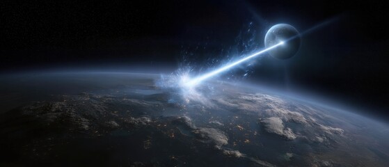 Spectacular gamma ray burst approaching earth with stunning cosmic display