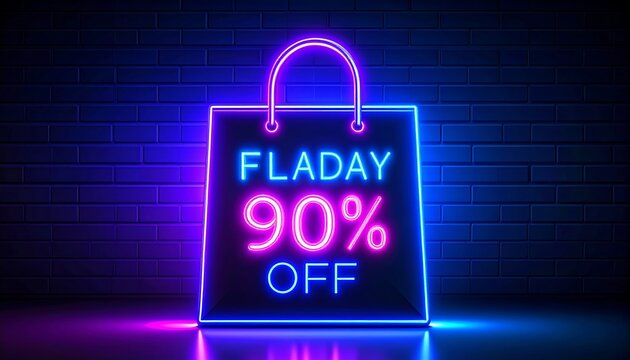 Neon shopping bag with FLADAY 90% OFF