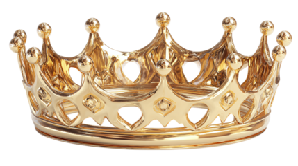 Duplicate crown in royal gold, stylized 3D cartoon version. Isolated on transparent background