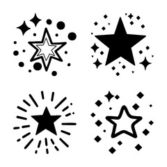 Collection of stylized star icons and symbols