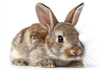 Adorable bunny alone on white background