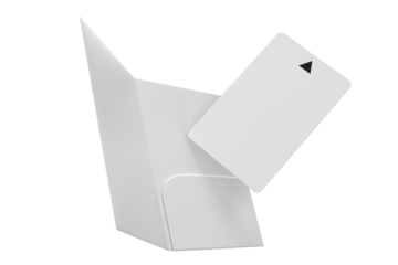 3D Realistic plastic hotel apartment keycard with magnetic strip and booklet holder, open leaflet mockup isolated on background. Blank template for branding hotel key card, credit card, guest room