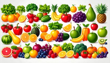 Colorful fruits and vegetables illustration