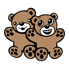 2 Bear Friends Team Love Couple Romantic Valentine's Day