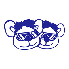2 Bear Cool Sunglasses Smile Happy Cute Teddy Toy Team Friends