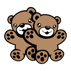 2 Bear Friends Team Love Couple Romantic Valentine's Day