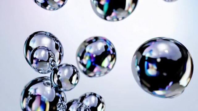 Mesmerising macro bubbles drift upward hosting microscopic skincare nutrients glinting under studio light new forty plus word title champions spa grade K clarity soothing pastel palette applicability