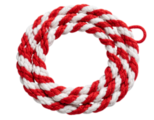 Bulgarian Martenitsa bracelet in red and white yarn, isolated on a transparent background