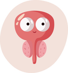 Fototapeta premium Happy Cute Adorable Prostate Organ Vector Cartoon Character. Funny friendly mascot of a cheerful male organ 