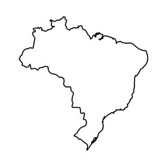 Vector Illustration of Outline Map of Brazil in black with white background.