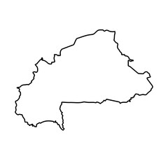 Vector Illustration of Outline Map of Burkina Faso in black with white background.