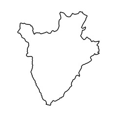 Vector Illustration of Outline Map of Burundi in black with white background.