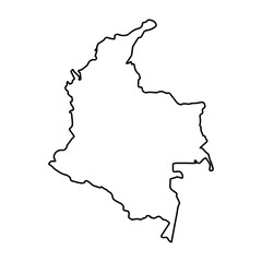 Vector Illustration of Outline Map of Colombia in black with white background.