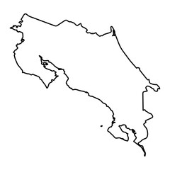 Vector Illustration of Outline Map of Costa Rica in black with white background.