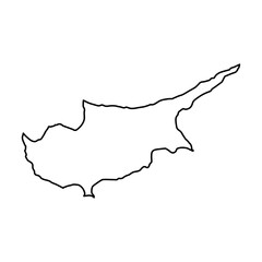 Vector Illustration of Outline Map of Cyprus in black with white background.
