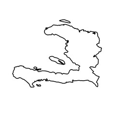 Vector Illustration of Outline Map of Haiti in black with white background.