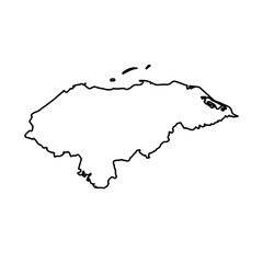 Obraz premium Vector Illustration of Outline Map of Honduras in black with white background.