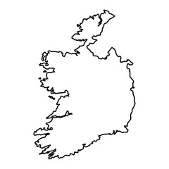 Vector Illustration of Outline Map of Ireland in black with white background.