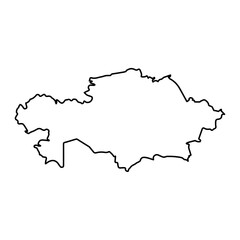 Vector Illustration of Outline Map of Kazakhstan in black with white background.