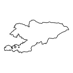 Vector Illustration of Outline Map of Kyrgyzstan in black with white background.