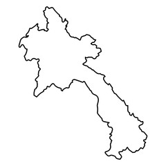 Obraz premium Vector Illustration of Outline Map of Laos in black with white background.