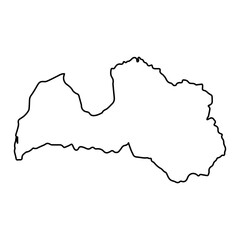 Vector Illustration of Outline Map of Latvia in black with white background.