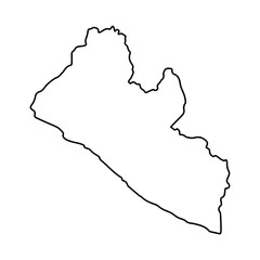 Vector Illustration of Outline Map of Liberia in black with white background.