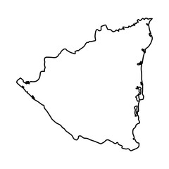 Vector Illustration of Outline Map of Nicaragua in black with white background.