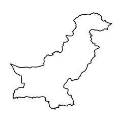 Vector Illustration of Outline Map of Pakistan in black with white background.