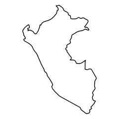 Vector Illustration of Outline Map of Peru in black with white background.