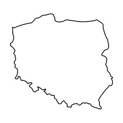 Vector Illustration of Outline Map of Poland in black with white background.