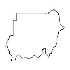Vector Illustration of Outline Map of Sudan in black with white background.