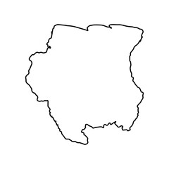 Vector Illustration of Outline Map of Suriname in black with white background.