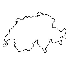Vector Illustration of Outline Map of Switzerland in black with white background.