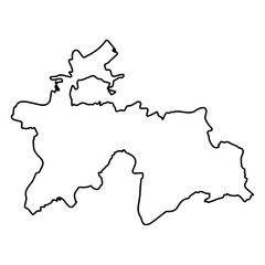 Vector Illustration of Outline Map of Tajikistan in black with white background.