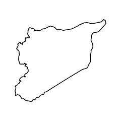 Vector Illustration of Outline Map of Syria in black with white background.