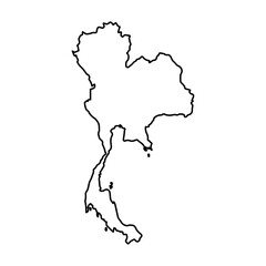 Vector Illustration of Outline Map of Thailand in black with white background.
