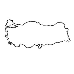 Vector Illustration of Outline Map of Turkey in black with white background.