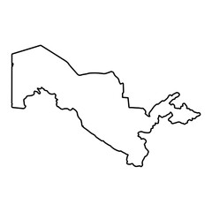 Vector Illustration of Outline Map of Uzbekistan in black with white background.