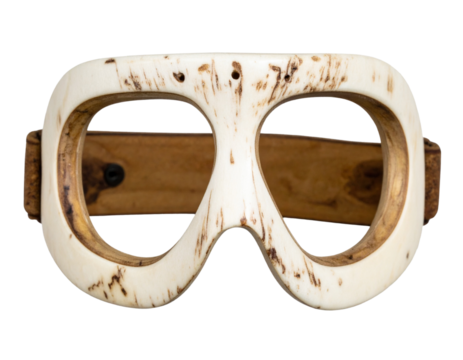 Inuit snow goggles carved from bone, isolated on a transparent background - Powered by Adobe