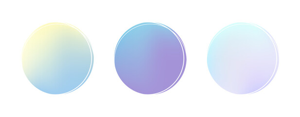 美容系デザインに使えるやわらかいグラデーションの円形フレームセット（シンプル 上品 ベクター）

