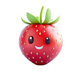 Obraz premium Cute 3D strawberry with a happy face
