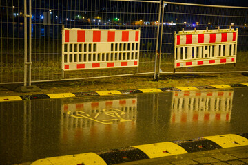 A bicycle path at Flensburg's harbor during heavy rain in Flensburg on the evening of July 22, 2025