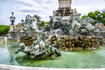Fontaine du Char du Triomphe de la Concorde, Place des Quinconces, Bordeaux, Gironde, Nouvelle-Aquitaine, France, Europe